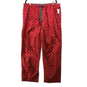NWT Gap Holiday Pajama‎ Pants Mens XL Cotton Red Gingerbread Man Print Christmas